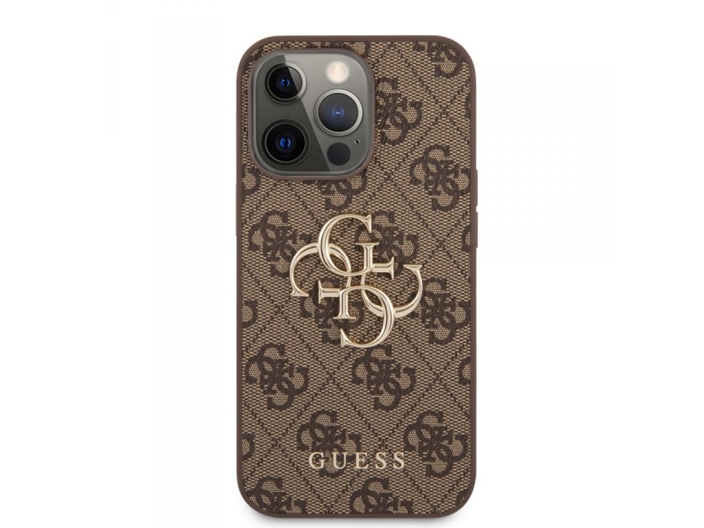 PU 4G Metal Logo Zadní Kryt pro iPhone 13 Pro Brown