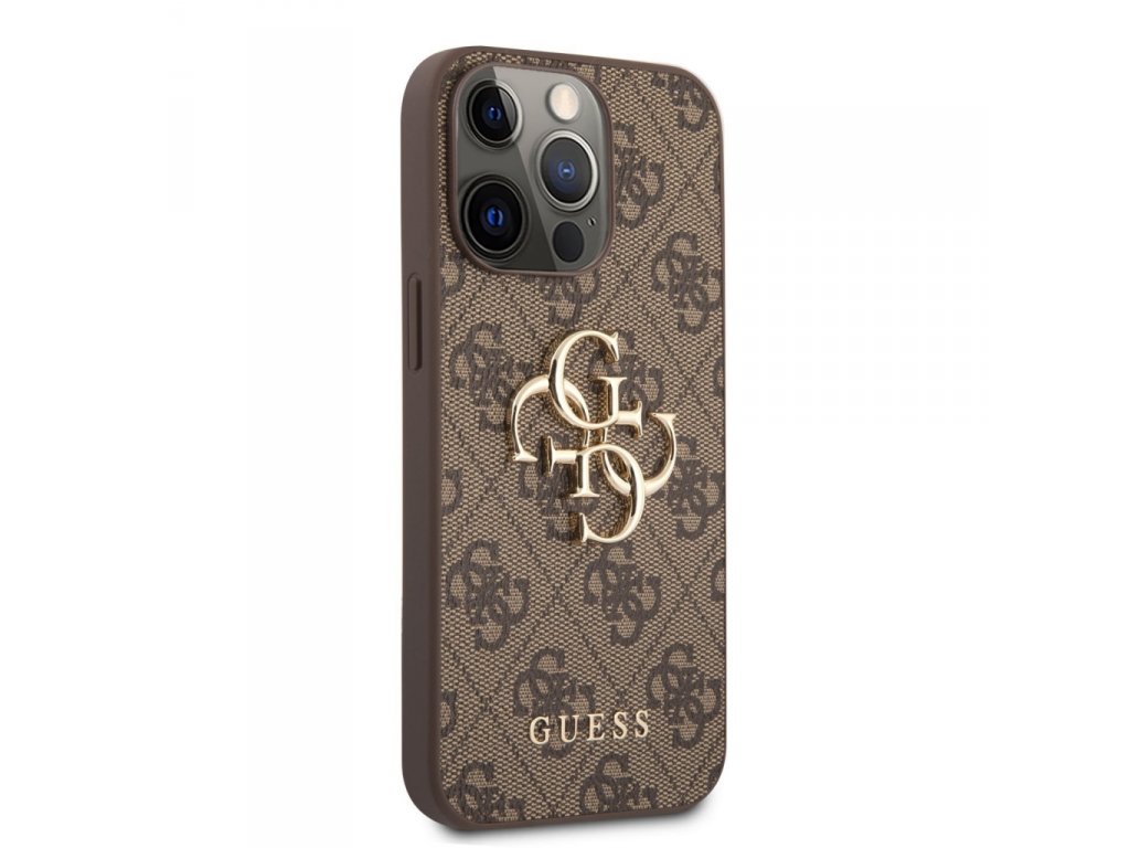 PU 4G Metal Logo Zadní Kryt pro iPhone 13 Pro Brown