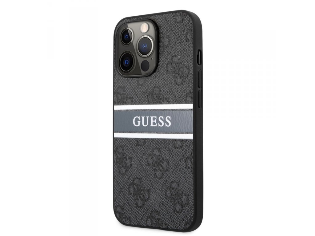 PU 4G Printed Stripe Zadní Kryt pro iPhone 13 Pro Max Grey