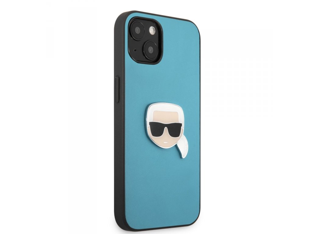 PU Leather Karl Head Kryt pro iPhone 13 mini Blue