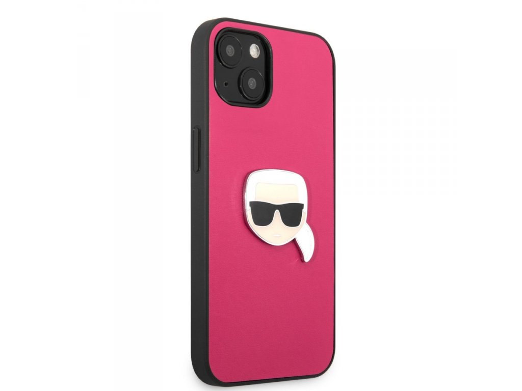 PU Leather Karl Head Kryt pro iPhone 13 mini Pink