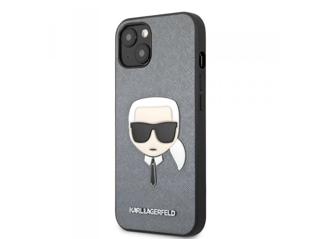 PU Saffiano Karl Head Kryt pro iPhone 13 mini Silver