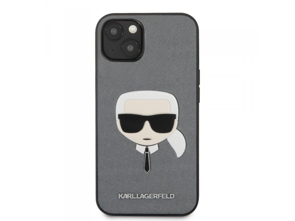 PU Saffiano Karl Head Kryt pro iPhone 13 mini Silver