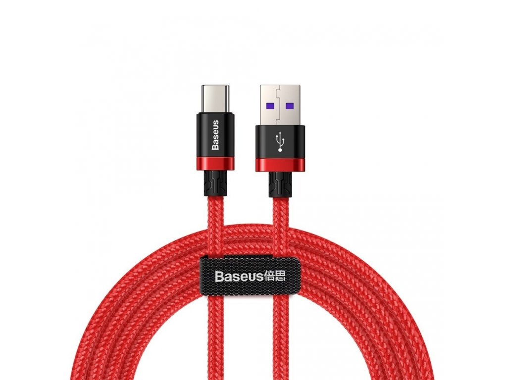 Purple Gold Red kabel v nylonovém opletení USB / USB-C SuperCharge 40W Quick Charge 3.0 QC 3.0 2M červený (CATZH-B09)