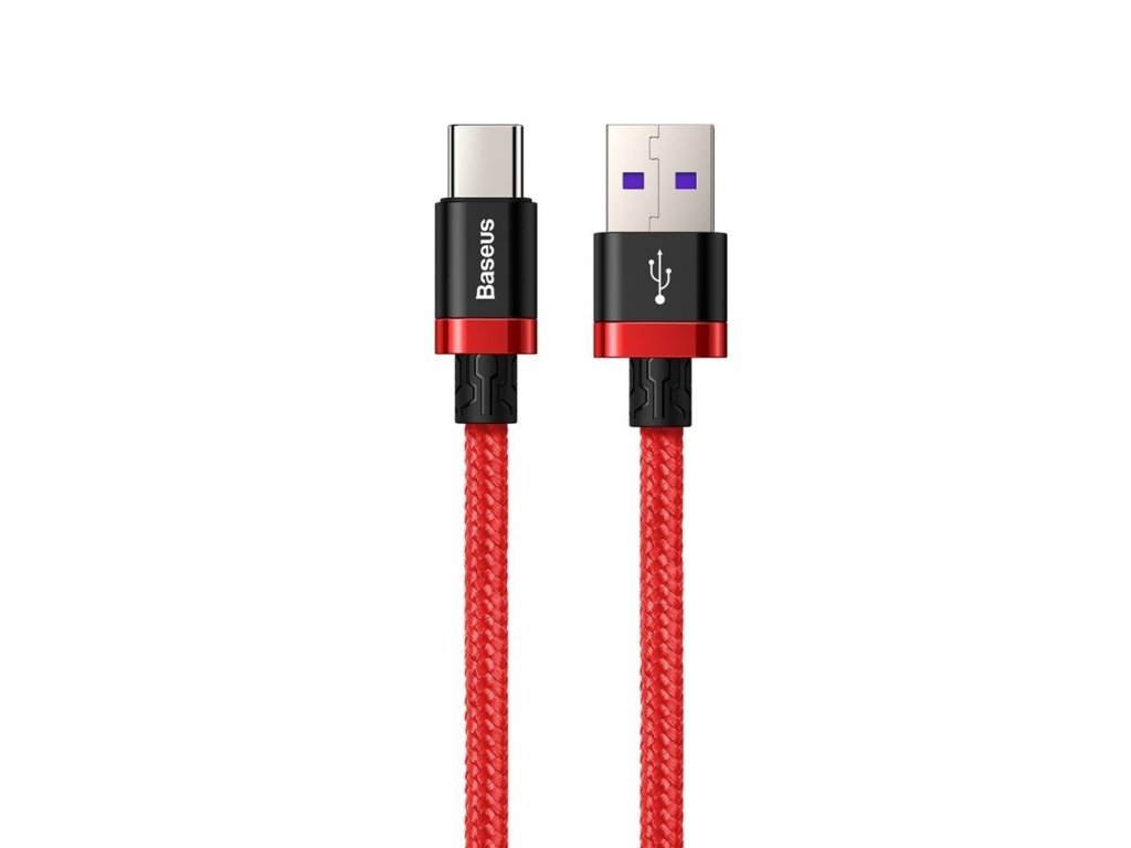 Purple Gold Red kabel v nylonovém opletení USB / USB-C SuperCharge 40W Quick Charge 3.0 QC 3.0 2M červený (CATZH-B09)