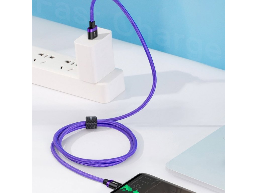 Purple Gold Red kabel v nylonovém opletení USB / USB-C SuperCharge 40W Quick Charge 3.0 QC 3.0 2M červený (CATZH-B09)