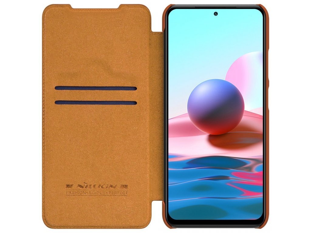 Qin kožené pouzdro Xiaomi Redmi Note 10 / Redmi Note 10S hnědé