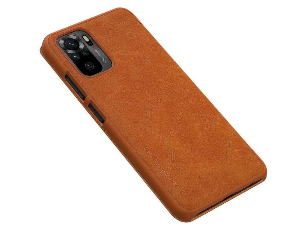 Qin kožené pouzdro Xiaomi Redmi Note 10 / Redmi Note 10S hnědé