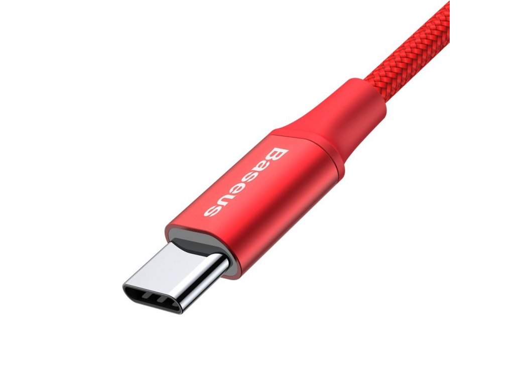 Rapid odolný nylonový kabel USB / USB Typ C z diodou LED 2A 1m červený (CATSU-B09)