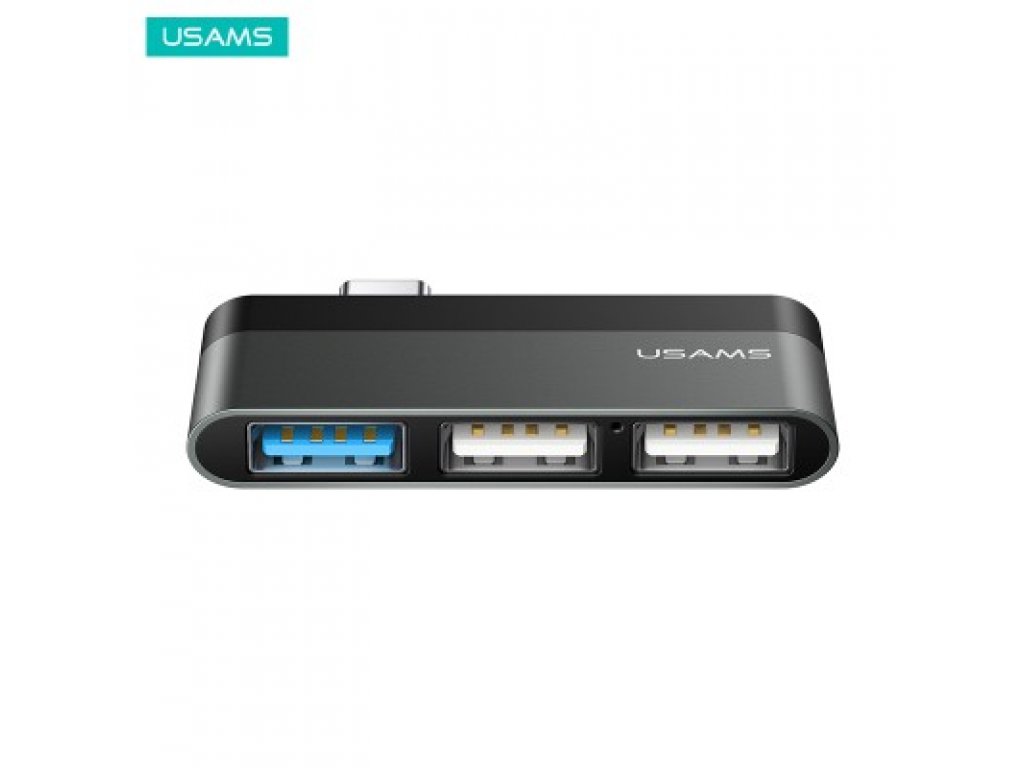 Redukce USAMS Type-C Mini HUB (3 USB Porty) - šedá