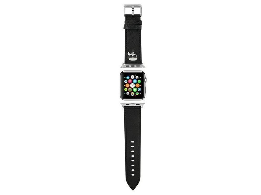 Řemínek pro Apple Watch 42/44/45mm Saffiano Karl Heads černý