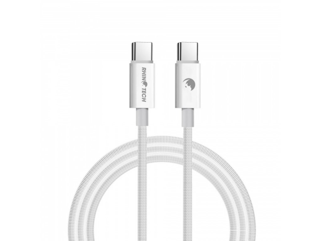 Kabel RhinoTech s nylonovým opletem USB-C / USB-C 1m - bílý