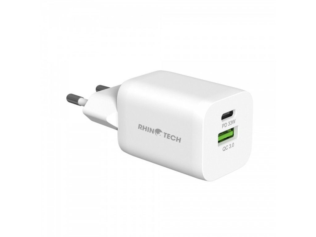 RhinoTech MINI Dual 33W nabíjecí adaptér USB-C + USB-A bílá