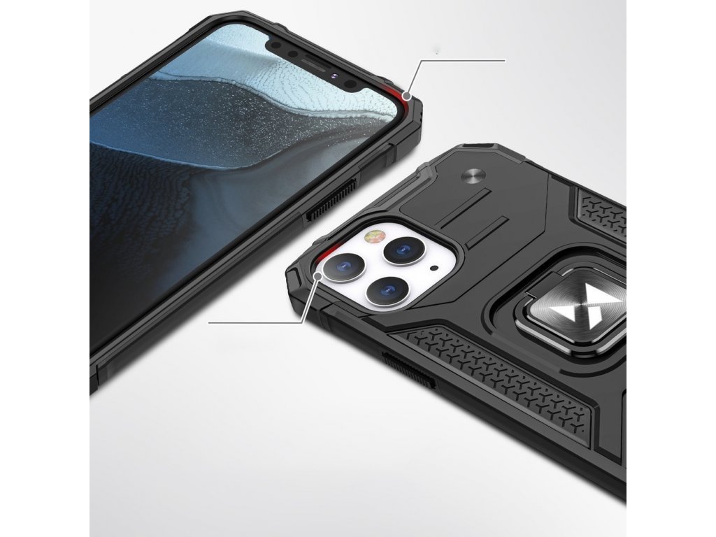 Ring Armor obrněný hybridní kryt + magnetický držák iPhone 12 Pro / iPhone 12 modrý