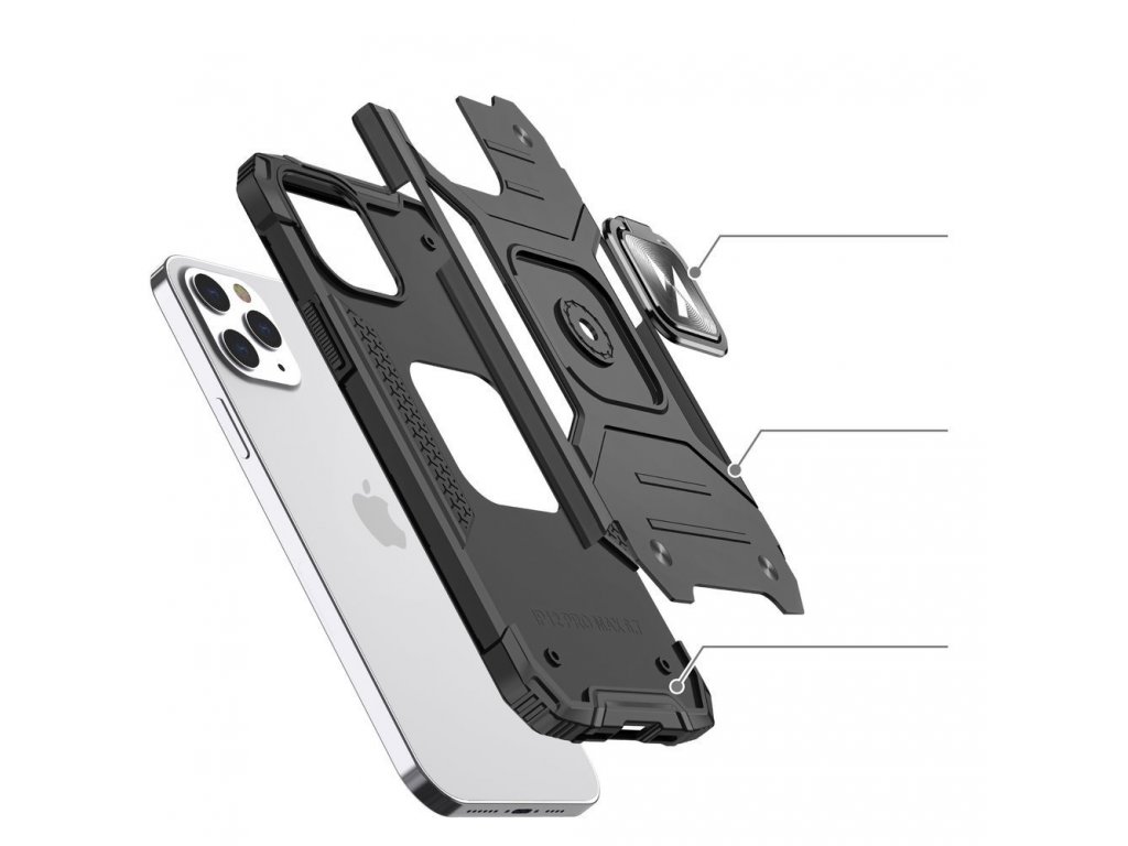 Ring Armor obrněný hybridní kryt + magnetický držák iPhone 12 Pro / iPhone 12 modrý