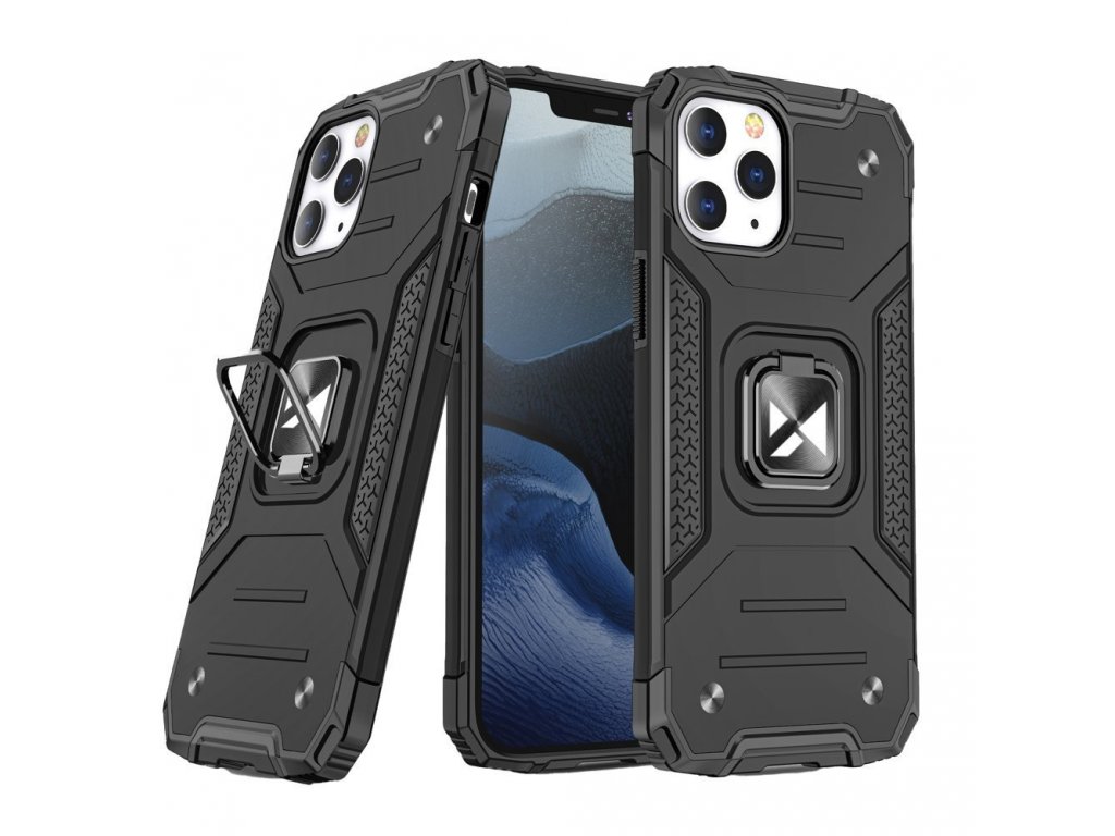 Ring Armor obrněný hybridní kryt + magnetický držák iPhone 12 Pro Max černý