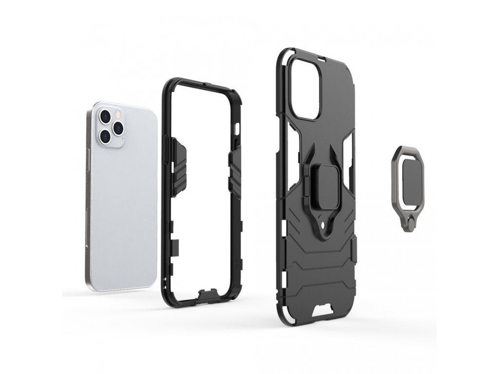 Ring Armor pancéřové hybridní pouzdro + magnetický úchyt iPhone 12 Pro / iPhone 12 černé