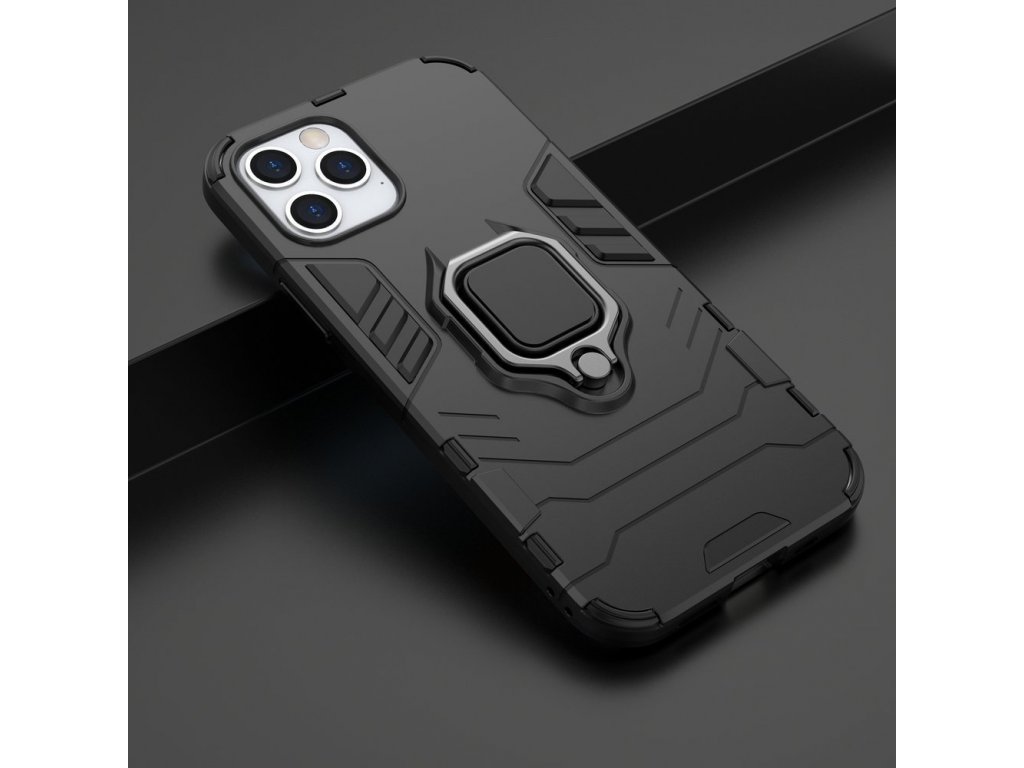 Ring Armor pancéřové hybridní pouzdro + magnetický úchyt iPhone 12 Pro / iPhone 12 černé