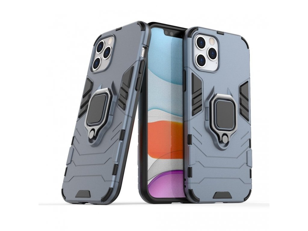 Ring Armor pancéřové hybridní pouzdro + magnetický úchyt iPhone 12 Pro / iPhone 12 modré