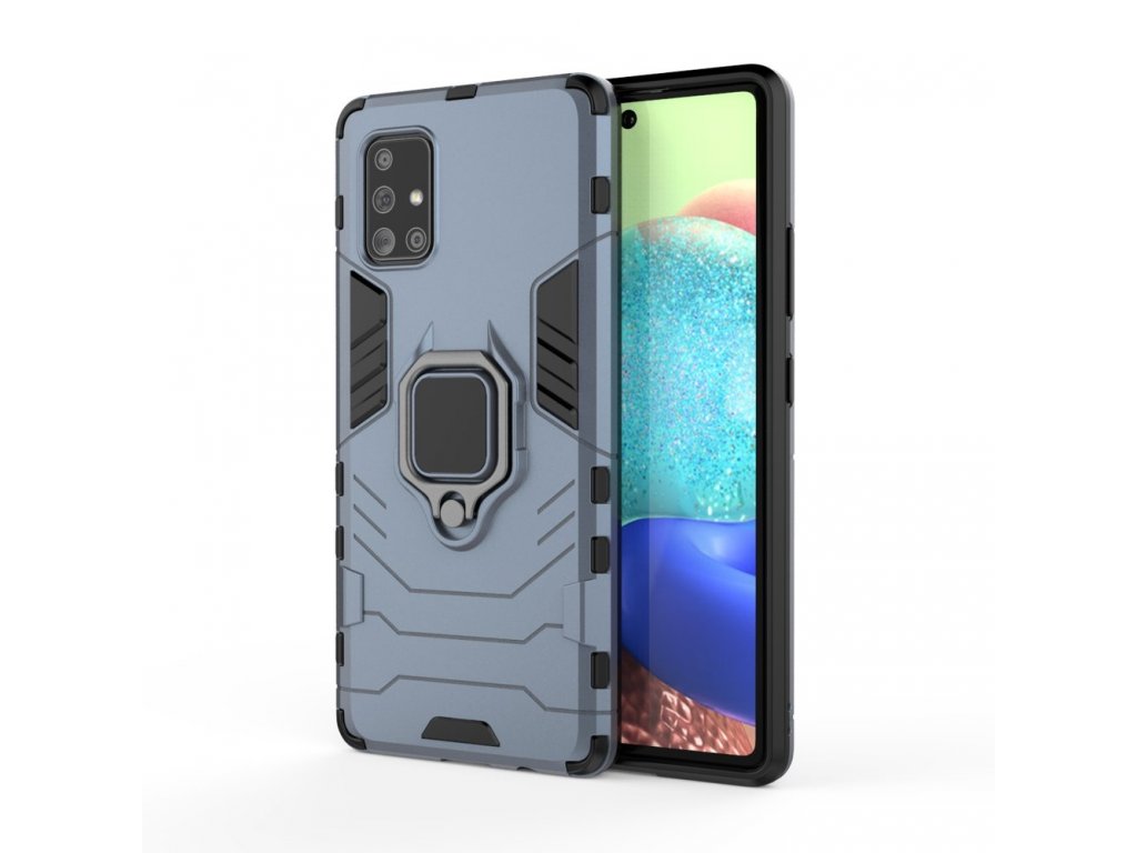 Ring Armor pancéřové hybridní pouzdro + magnetický úchyt Samsung Galaxy A71 5G modré