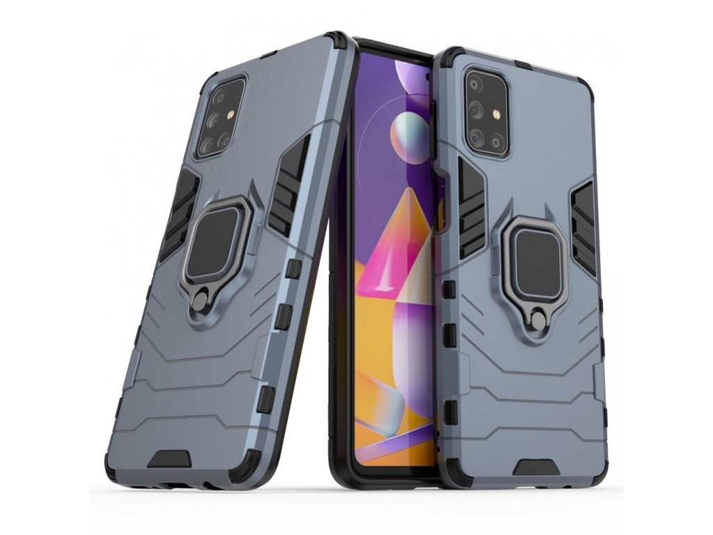 Ring Armor pancéřové hybridní pouzdro + magnetický úchyt Samsung Galaxy M31s modré