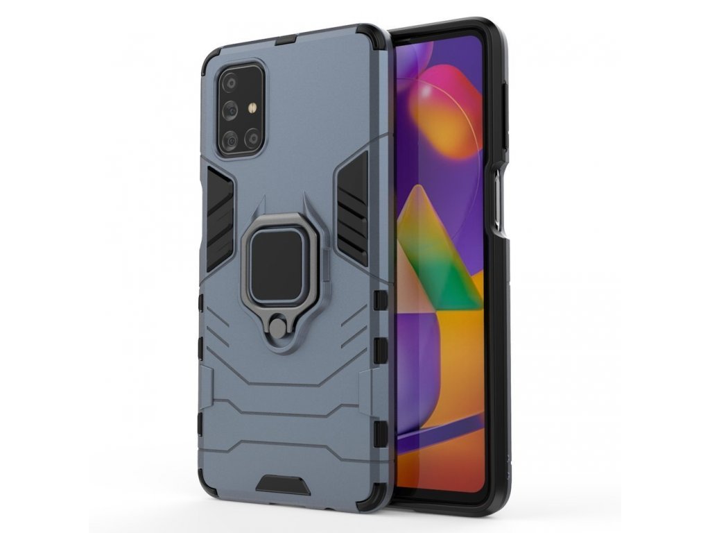 Ring Armor pancéřové hybridní pouzdro + magnetický úchyt Samsung Galaxy M31s modré