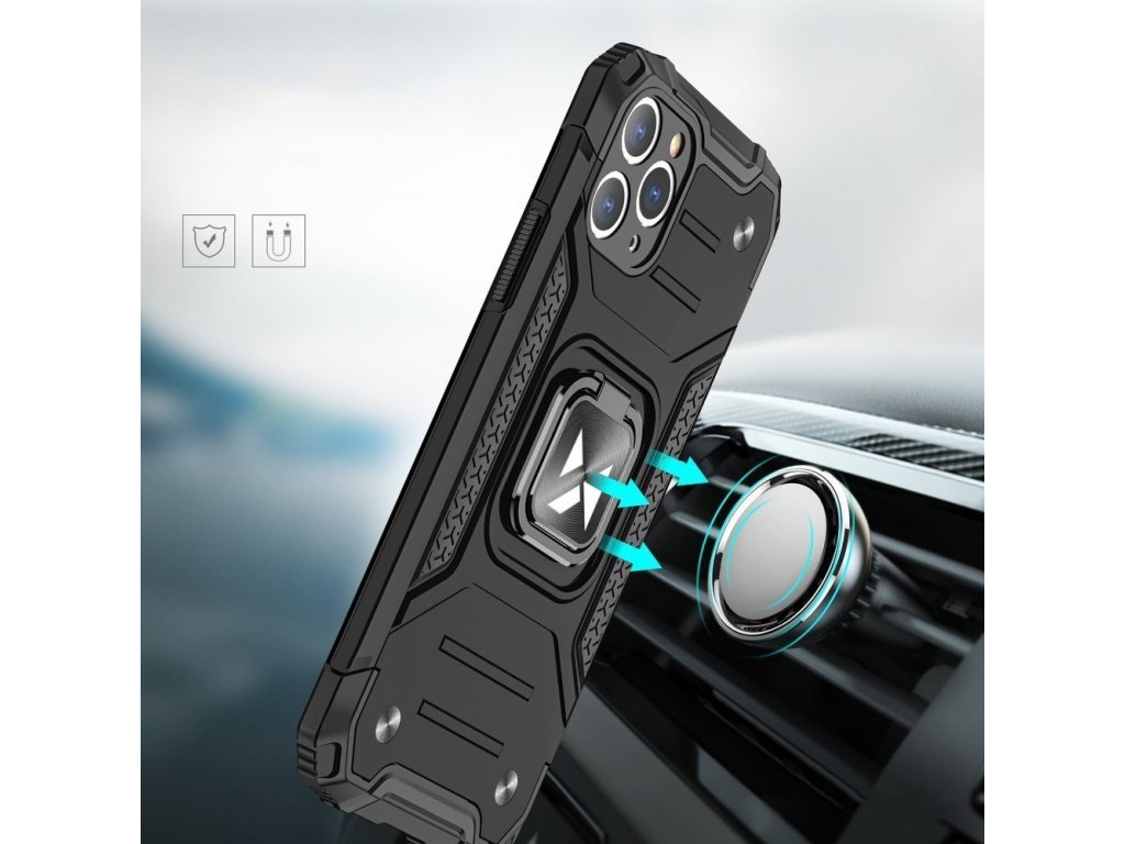 Ring Armor pancéřový hybridní kryt + magnetický držák iPhone 11 Pro stříbrný