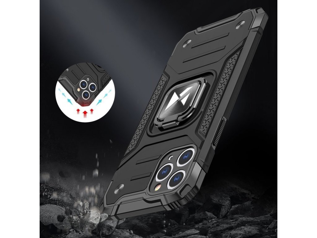 Ring Armor pancéřový hybridní kryt + magnetický držák iPhone 11 Pro stříbrný