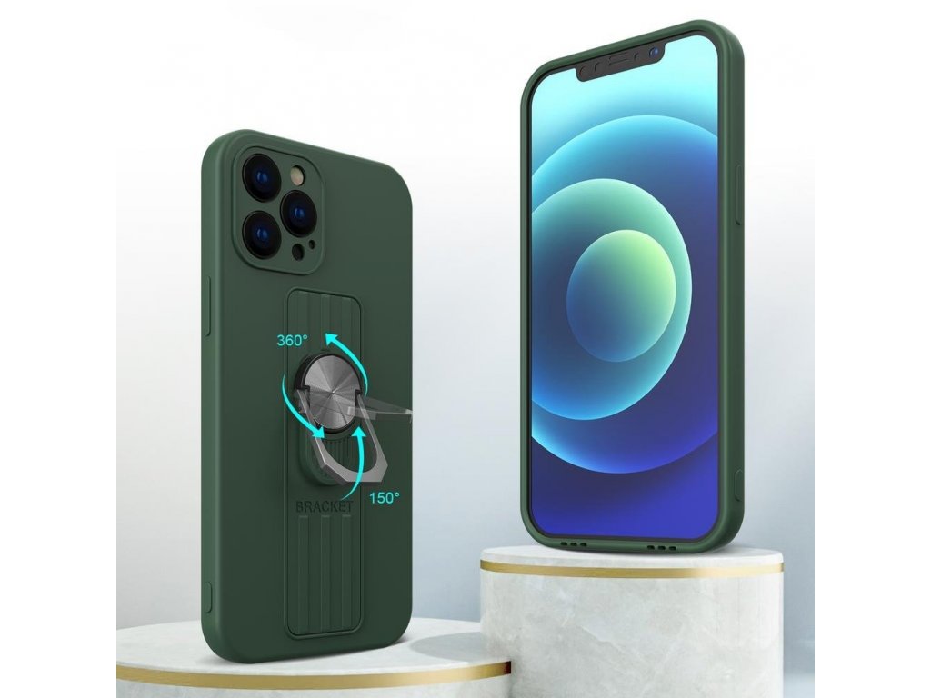 Ring Case silikonové pouzdro s úchytem pro prst a podstavcem iPhone 11 červené