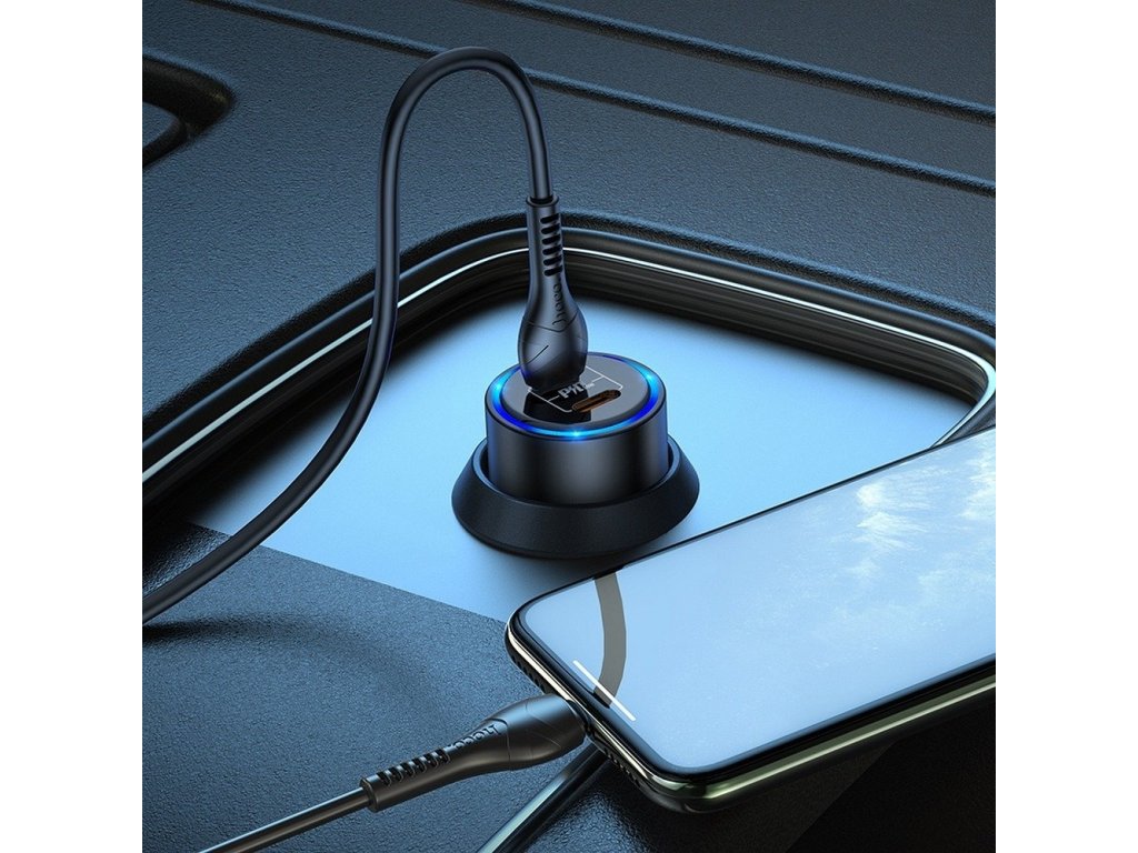 Rychlonabíječka do auta 2x konektor Type USB-C Clear Way Power Delivery - černá