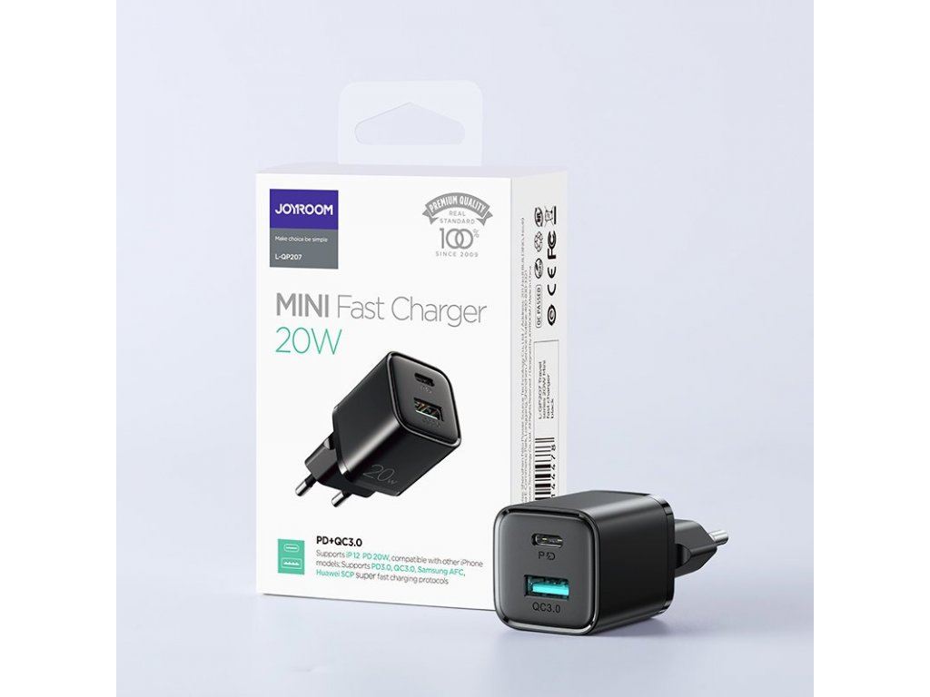 Rychlonabíječka typu USB-C + USB 20W PD QC3.0 černá (L-QP207)