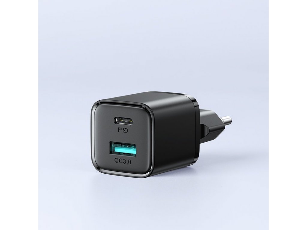 Rychlonabíječka typu USB-C + USB 20W PD QC3.0 černá (L-QP207)