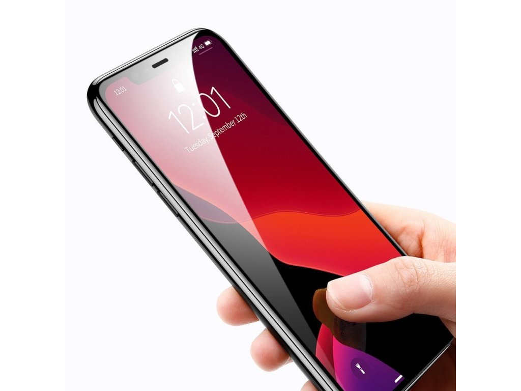 Sada 2x sklo na celý displej Full Screen s rámem 0.3mm 9H iPhone 11 / iPhone XR + pozicionér černé (SGAPIPH61S-KC01)