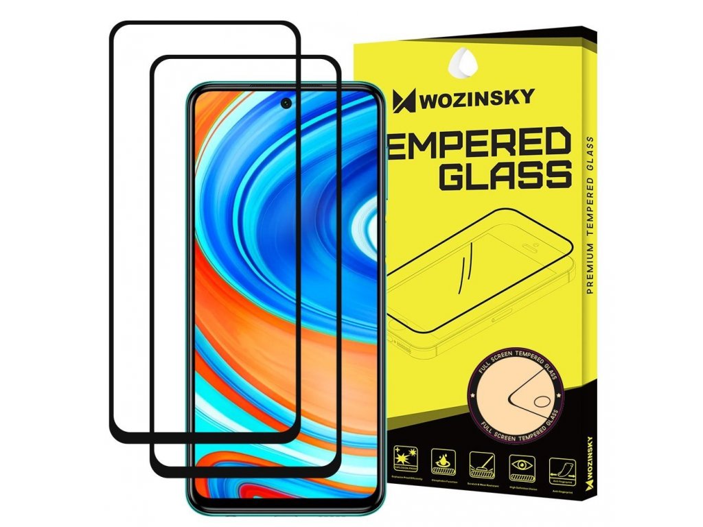 Sada 2x super odolné tvrzené sklo Full Glue na celý displej s rámem Case Friendly Xiaomi Redmi Note 9 Pro / Redmi Note 9S / Poco X3 NFC černé