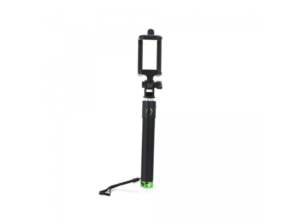 Selfie držák s dálkovým ovládáním v zelené barvě (3,5mm jack kabel)