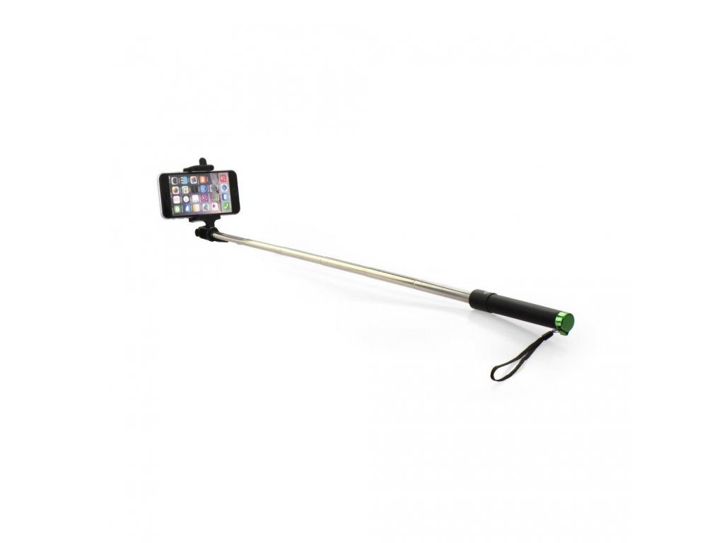 Selfie držák s dálkovým ovládáním v zelené barvě (3,5mm jack kabel)