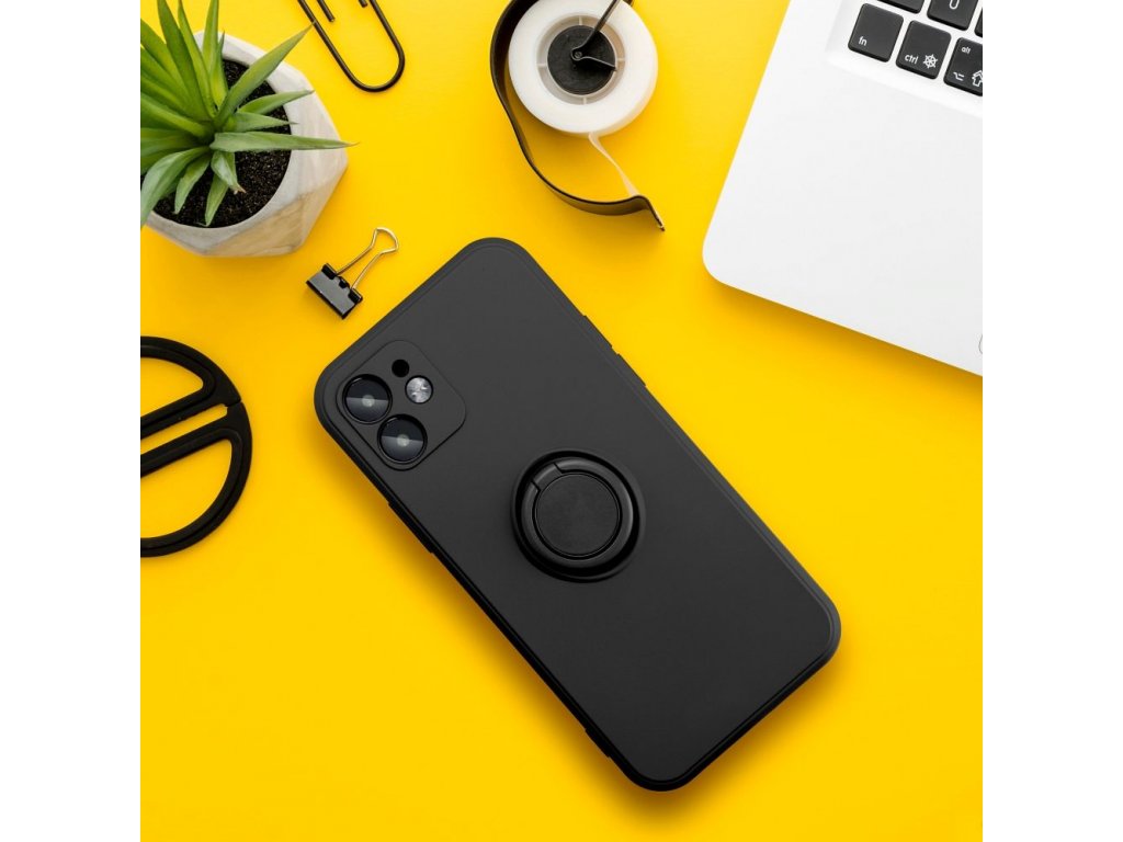 Silikonový zadní kryt s kroužkem RING pro XIAOMI Redmi NOTE 12 5G černý