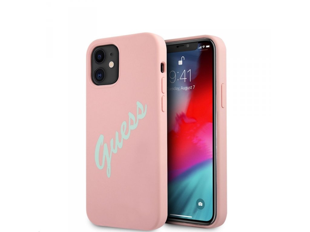 Silicone Vintage Green Script Zadní Kryt pro iPhone 12 mini 5.4 Pink