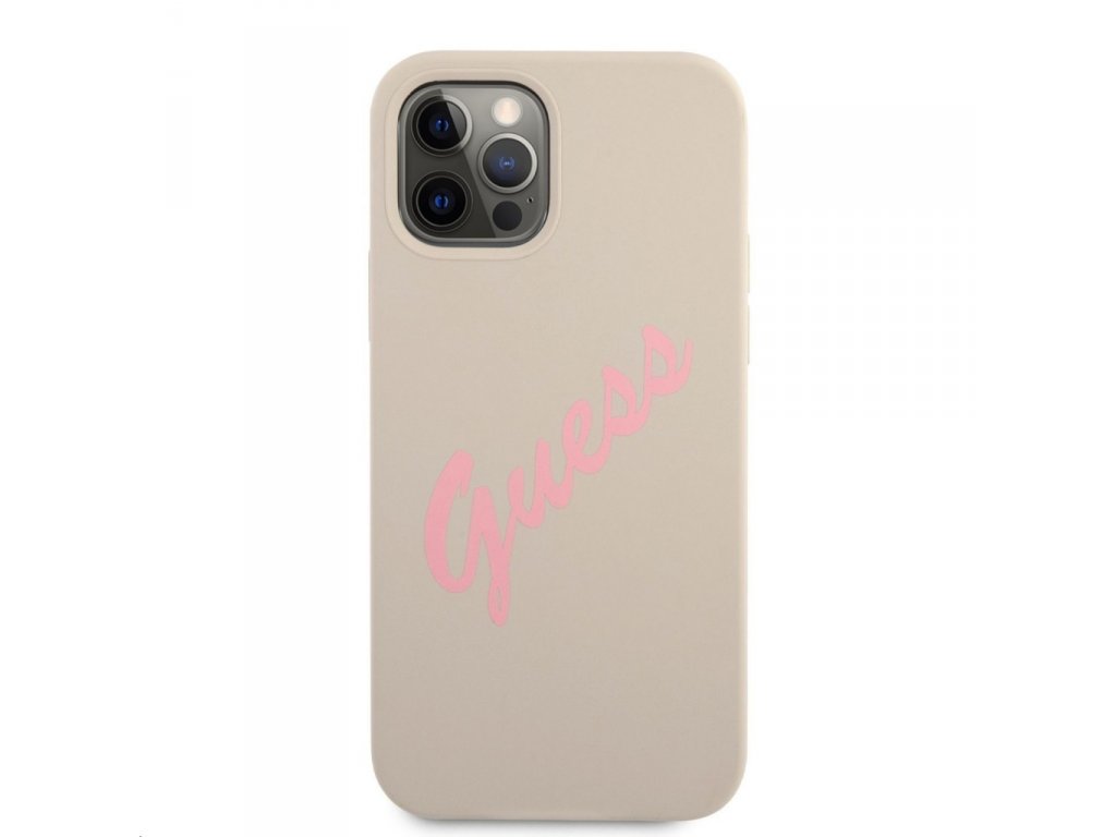 Silicone Vintage Pink Script Zadní Kryt pro iPhone 12 Pro Max 6.7 Grey