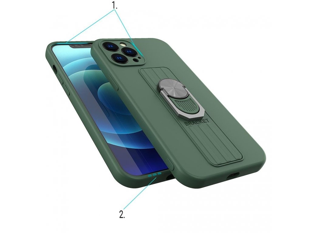 Silikonové pouzdro Ring Case s úchytem na prst a stojánkem pro Xiaomi Redmi 9A / 9AT červené