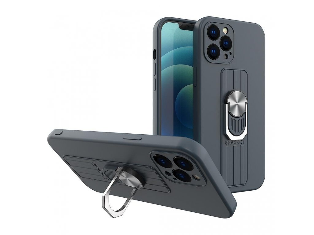 Silikonové pouzdro Ring Case s úchytem na prst a stojánkem pro Xiaomi Redmi 9A / 9AT  tmavě modré