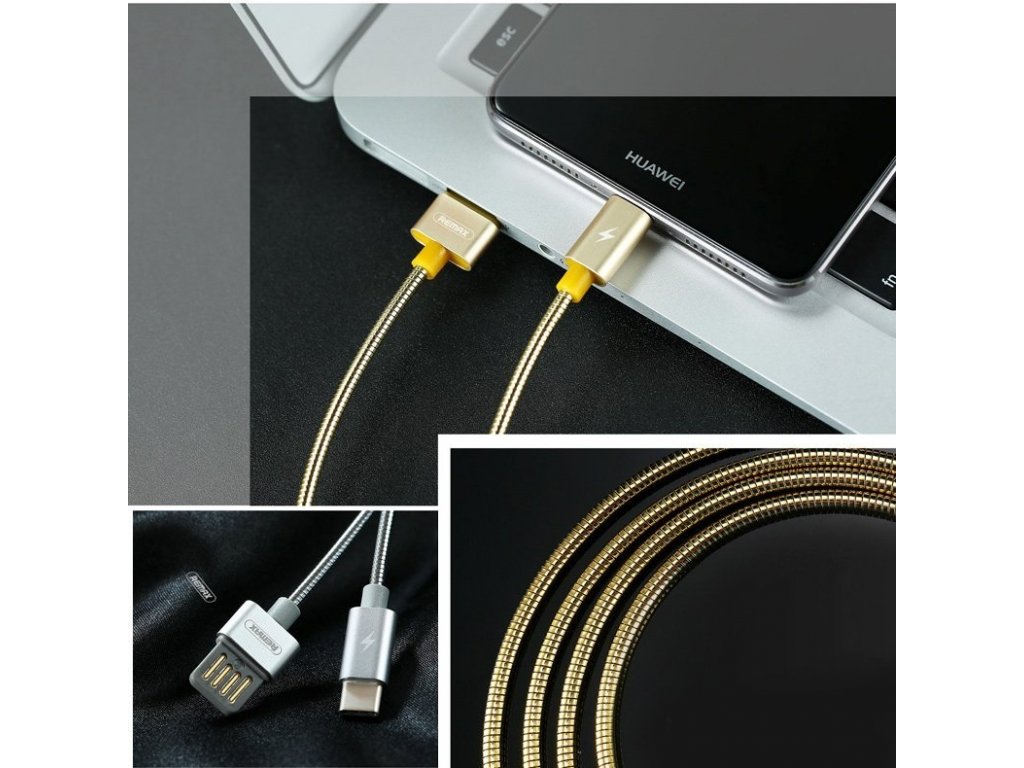 Silver Serpent RC-080a opletený kabel USB / USB Type C 2.1A 1M černý