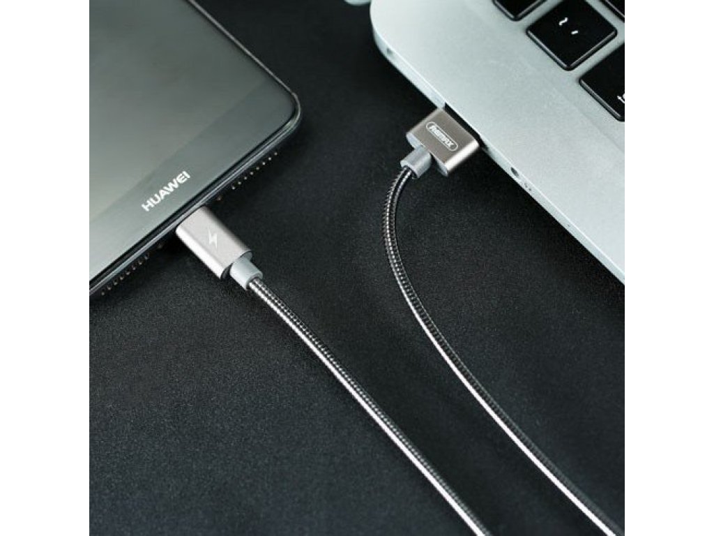 Silver Serpent RC-080a opletený kabel USB / USB Type C 2.1A 1M černý