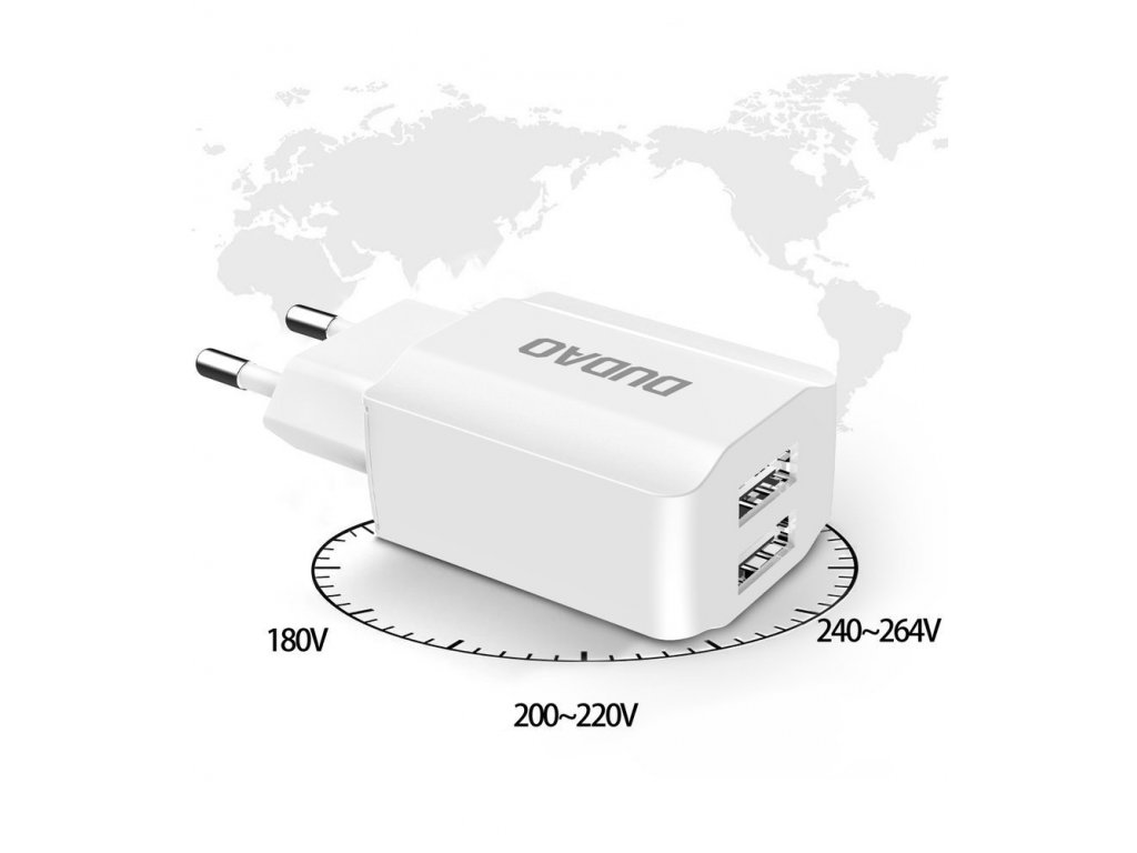 síťová nabíječka EU 2x USB 5V/2,4A + Lightning kabel bílá (A2EU + Lightning bílá)