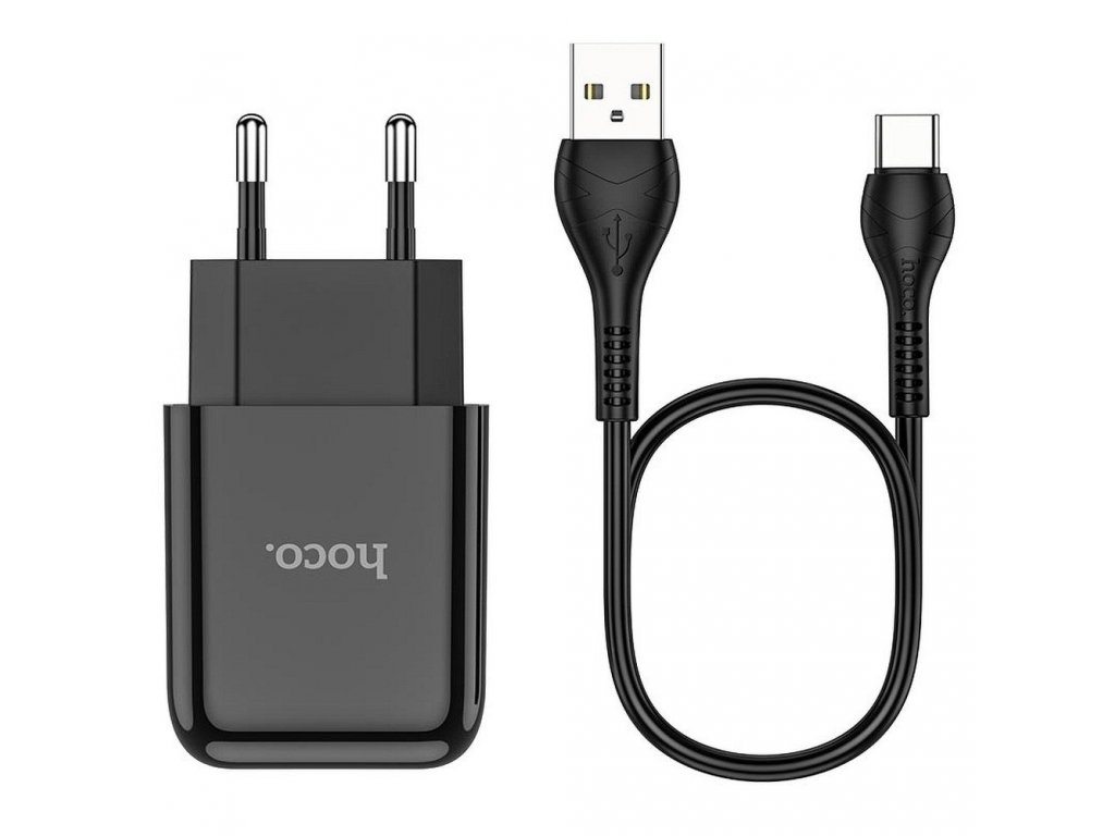 Síťová nabíječka USB + 2A kabel typu USB-C N2 Vigour černá