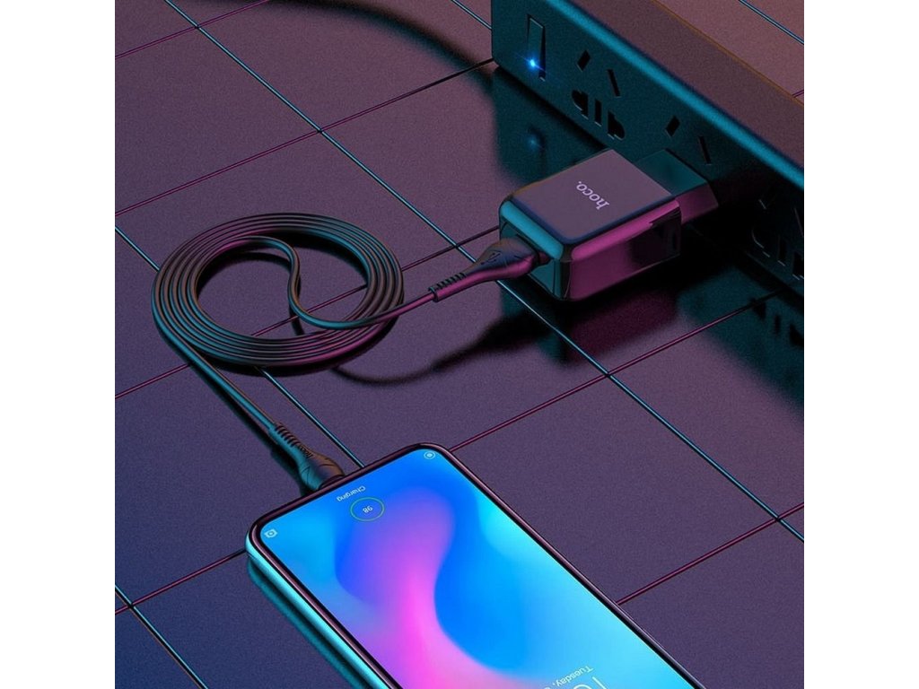 Síťová nabíječka USB + 2A kabel typu USB-C N2 Vigour černá