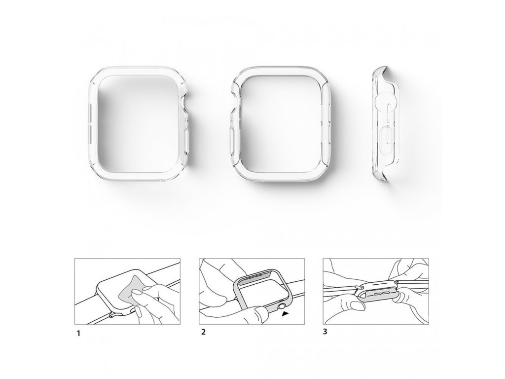 Slim Watch Case sada 2x pouzdro na chytré hodinky Watch 6 44mm / Watch 5 44mm / Watch 4 44mm / Watch SE 44mm transparentní + černé (SLAP0035)