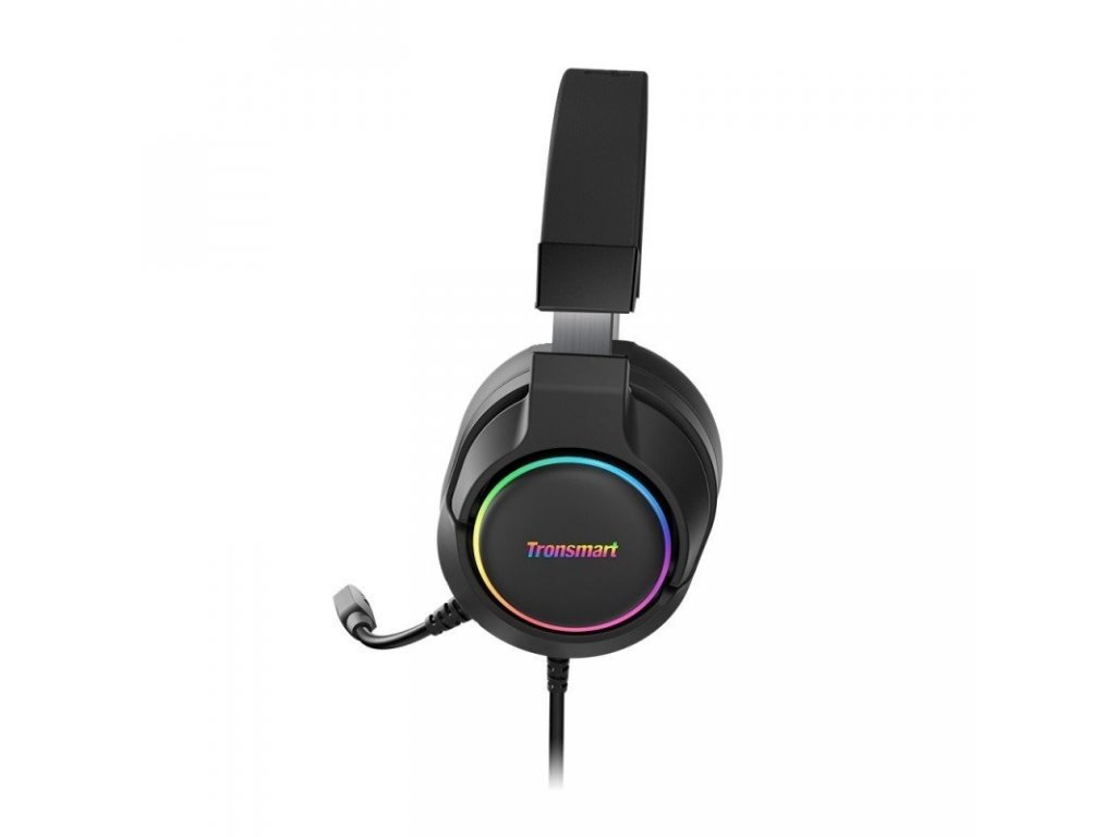 Drátová sluchátka Sparkle RGB na uši USB s mikrofonem a dálkovým ovládáním pro hráče - černé