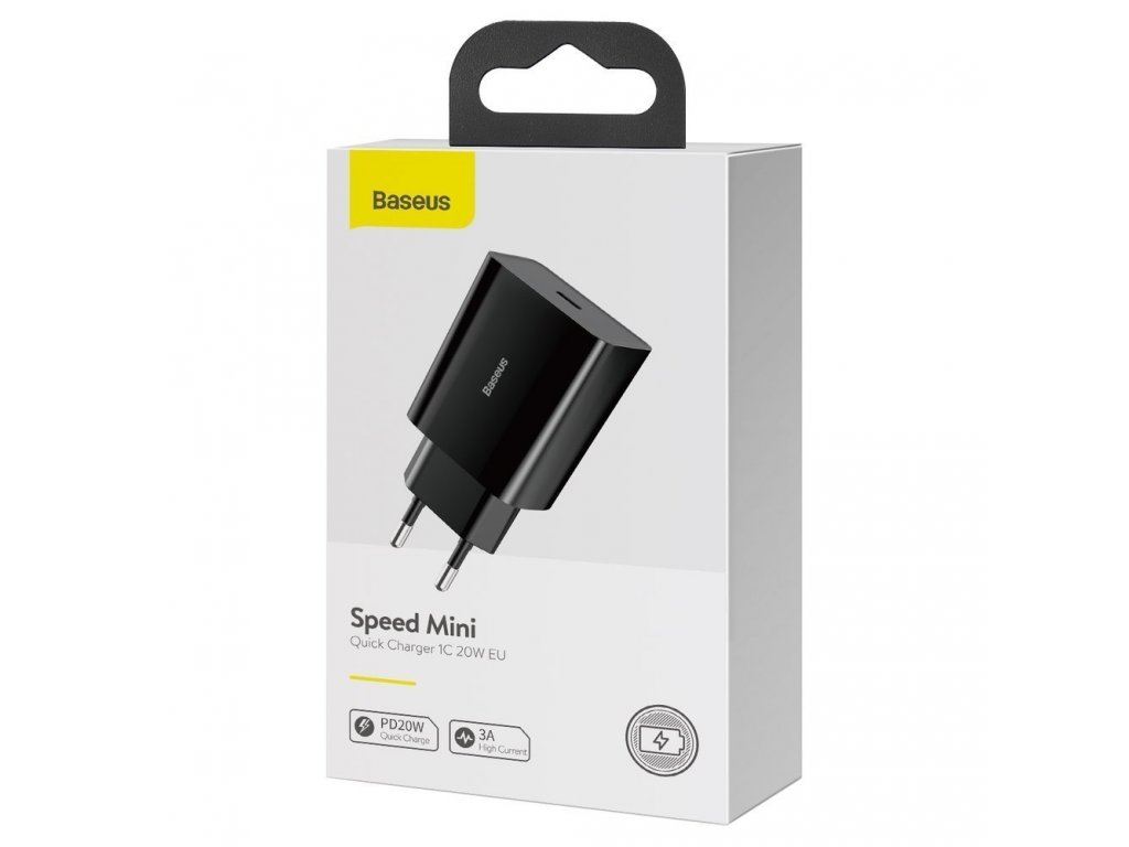 Speed Mini nabíječka EU napájecí adaptér pro rychlé nabíjení USB typu C 20W 3A černý (CCFS-SN01)