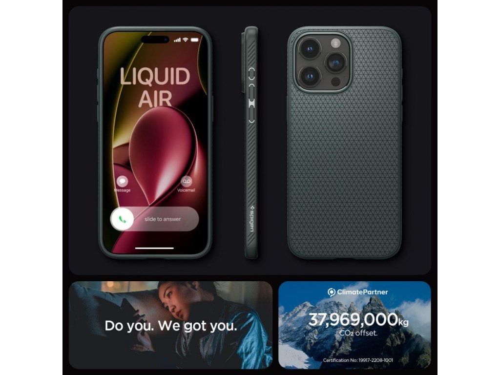 Pouzdro SPIGEN LIQUID AIR pro IPHONE 15 PRO MAX - zelené